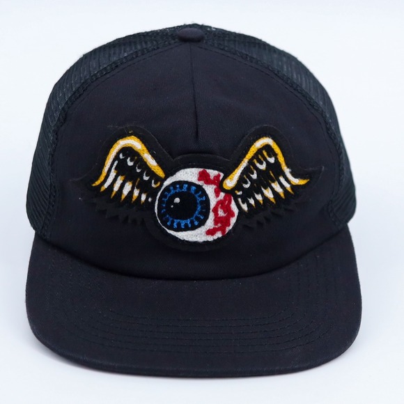 Von Dutch Trucker Hat Unisex OS Black Flying Eyeball Patch Y2K Rare Sample Cap